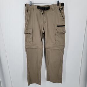 BC Clothing Pants Mens Medium Beige Belted Cargo Convertible Pant